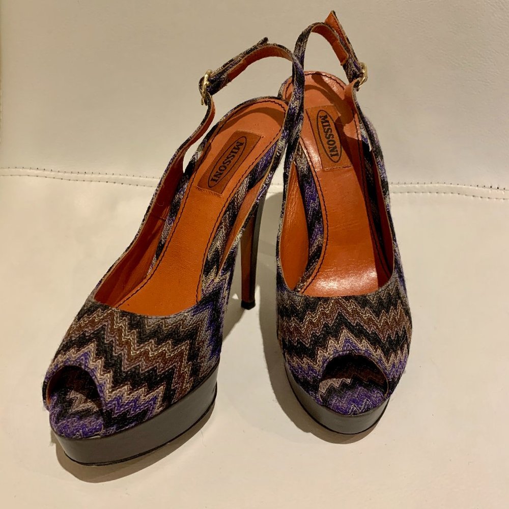Missoni - Peep-Toe Knit Pump, Purple Multi